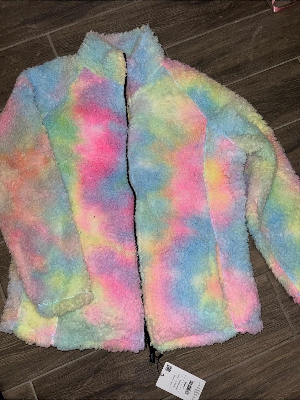 Pastel Rainbow Teddy Sherpa Jacket - Multicolor